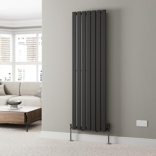 DuraTherm® 1800 x 528mm Black Vertical Designer Radiator Single Column Flat Panel Modern Central Heating Panels Bathroom Radiators