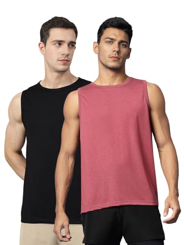 Image of CHKOKKO Sleeveless T Shirts Gym Vest for Men Workout Solid Premium Cotton Blend Tank Top for Man Running Vest Sando Gym Wear Lightweight Breathable Casual Summer Wear Boys
