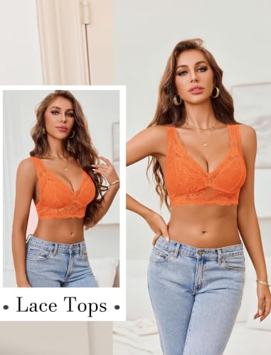 Image of Avidlove Bralettes for Women Lace Bra Non Padded Longline Bralette Deep V Triangle Sexy Everyday Lingerie Bras