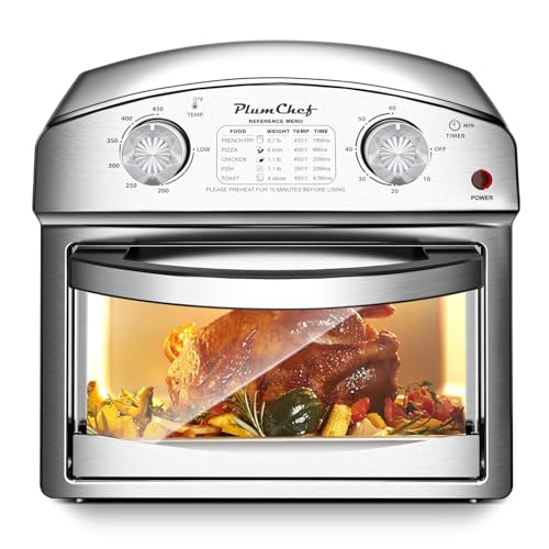 Plum Chef Multifunctional Convection Toaster Oven Air Fryer Combo, All-in-One Countertop Oven for Healthy Oil-Free Cooking, Adjustable Temp & Time Control, Family Size
