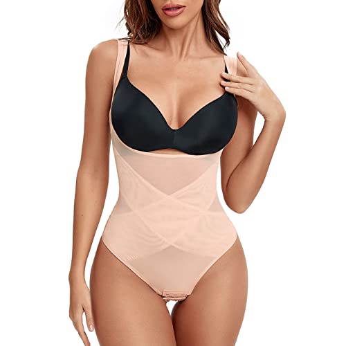 Joyshaper Thong Shaperwear Bodysuit Tummy Control Full Body Shaper Open Bust Bodysuit Waist Trainer Underwear For Women #TOP16