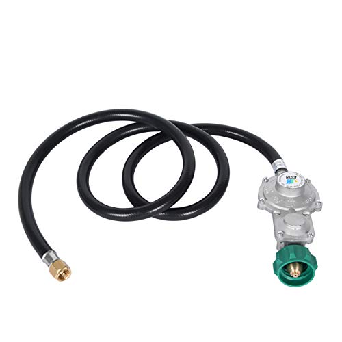 GasSaf 5FT Two Stage Propane Regulator with Hose for Dual Fuel Generator, RV Appliance,Gas Stove and...