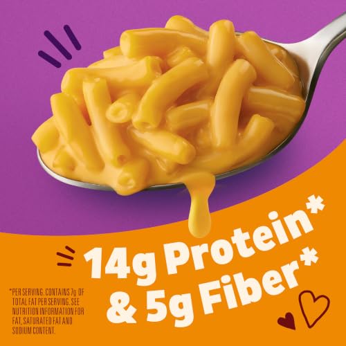 Image of Annie's Super! Mac Real Cheddar Mac & Cheese Microwave Cups, 4ct, 11.44 oz | 15g Protein and 5g Fiber Per Serving, Organic Pasta, Microwave Ready in About 2 Minutes