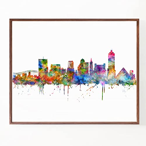 Memphis Tn Skyline Watercolor Art Print Wall Decor Memphis City Building Skyline Wall Artwork Living Room Decor Memphis Gift Tennessee 8X10 Inch No Frame #TOP2