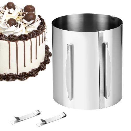 Erhöhter Tortenring Hoch 20 CM, Edelstahl Tortenring Verstellbar, Verstellbarer Durchmesser 16 bis 30 cm, mit Skala und 2 Befestigungsclip, Backring eignet sich zum Backen und Schichten von Kuchen Erhöhter Tortenring Hoch 20 CM, Edelstahl Tortenring Verstellbar, Verstellbarer Durchmesser 16 bis 30 cm, mit Skala und 2 Befestigungsclip, Backring eignet sich zum Backen und Schichten von Kuchen