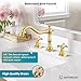 gotonovo Bathroom Faucet 3 Hole 8 Inch Widespread Bathroom Sink Faucet 2 Cross Handles Vintage Lavatory Vanity Mixer Tap with Pop Up Drain, HOT Cold Label, Polish Gold
