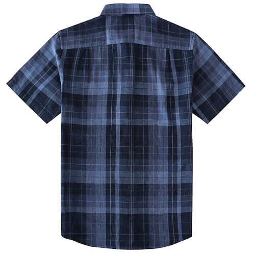 Image of Dubinik Mens Short Sleeve Button Down Shirts Soft Breathable Summer Vintage Regular Fit Lightweight Men's Casual Shirt