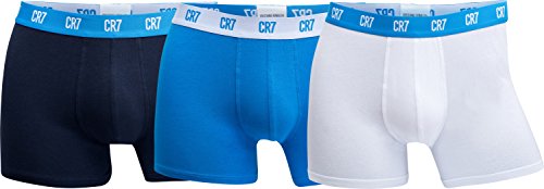 CR7 Cristiano Ronaldo - Basic - Boxers/Trunks pour Hommes - Lot de 3 - Bleu/Navy/Blanc - Taille M | 5 | 50 (CR7-JBS-8100-49-2682-M)