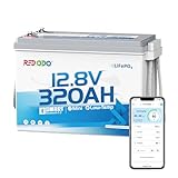 Redodo 12V 320Ah Mini Bluetooth LiFePO4 Battery, 200A BMS, Low-Temp Cutoff, 4.096kWh Lithium Iron Phosphate Battery, 15000 Deep Cycles, Best for RV, Camp, Marine, Solar Home