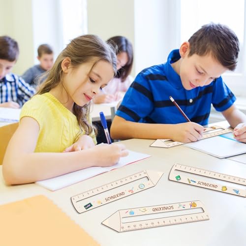 Lesehilfe Kinder 1 Klasse, 4 Stück Personalisiertes Lineal zur Einschulung, Lesehilfe lineal, Lesezeichen Holz Lineal, Lineal mit Lesehilfe personalisiert, Einschulungs Geschenk für Jungen Mädchen