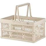 不二貿易(Fujiboeki) 折りたたみ コンテナ かご 幅38×奥行25.5×高さ20㎝ ホワイト 取っ手付き 持ち運び簡単 内容量15L Mサイズ 86444