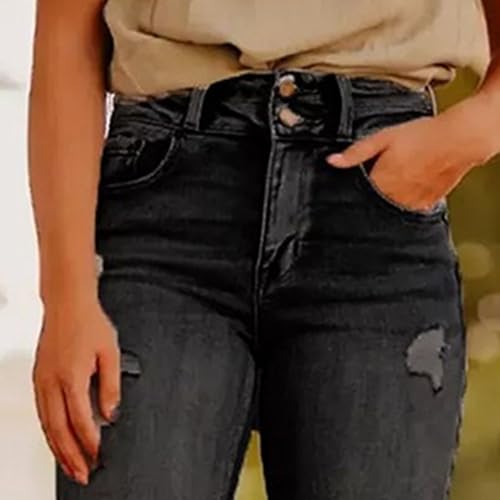 Ripped Jeans Womens Bell Bottom Raw Hem High Waist Y2k Boyfriend 2025 Trendy Fashion Stretch Long Denim Pants2