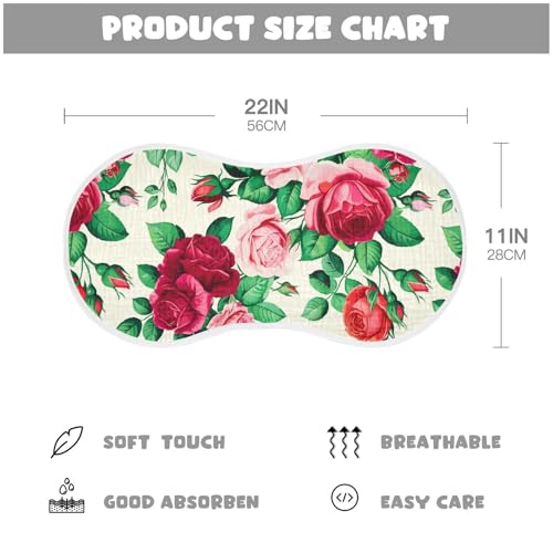 MCHIVER Blooming Roses Foliage Ivory Baby Burp Cloths Cotton Washcloths Super Soft Absorbent Burping Rags for Baby Girl Boys Newborn Towel 4 Pack4
