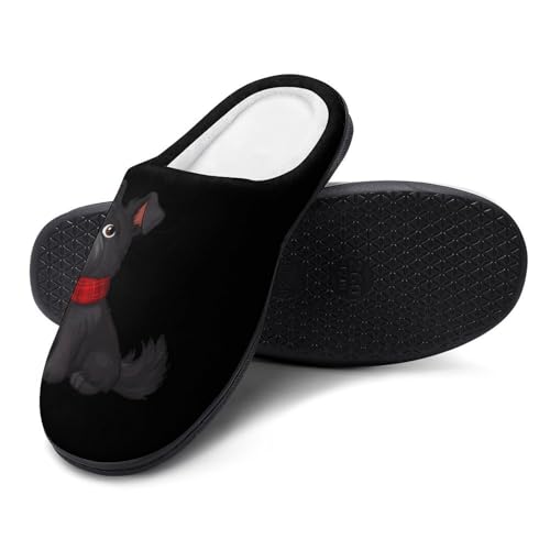 Scottie Dog Cute Womens Cotton Slippers Anti-slip Rubber Sole Winter Warm House Shoes For Daily Wear3