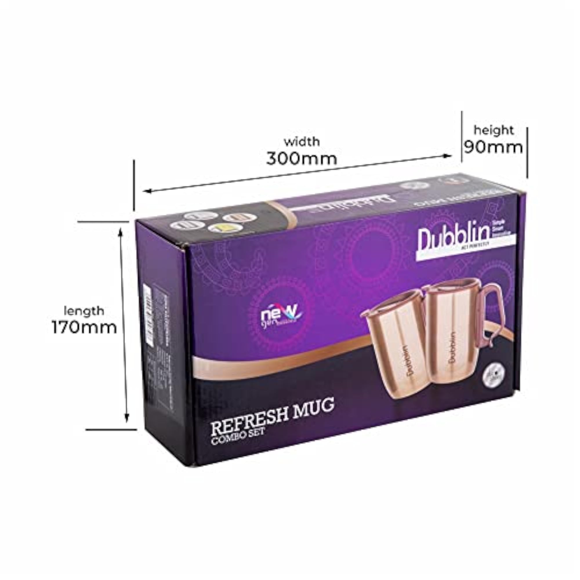 Refersh Set Stainless Steel Unbreakable Tea Coffee Mug, Double Wall