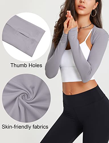 Image of FEOYA Women's Long Sleeve Bolero Open Front Cropped Cardigan Athletic Workout Shrug