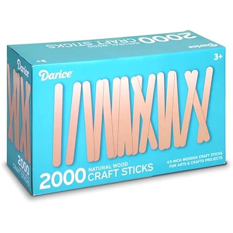 Darice 2000 Pcs Popsicle Stick, 4.5" Natural Wood Craft Sticks Supplies, Ice-Cream Stick Pop, Ages 3+ Cover