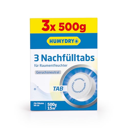 Sonder-Set mit 3 Nachfüllbeutel für Luftentfeuchter – Ideal für Schränke, Badezimmer und Räume – Räume bis zu 15 m2 – 500-g-Beutel – Duft: Neutral – Humydry
