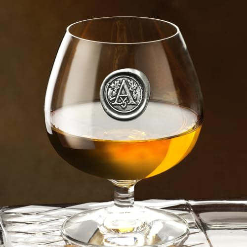 English Pewter Company 14.5oz Brandy Cognac Snifter Glass With Monogram Initial - Personalized Gift With Your Choice of Initial (A) [MON201] - Thumbnail 2