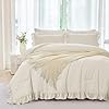 ANGIYUIN 5 Pieces Camel Twin Size Comforter Set for Kids Girls Ruffled Bedding Set Boho Farmhouse Bed Sets Shabby Fluffy Elegance Bed in A Bag with Sheets(Camel Twin) #1