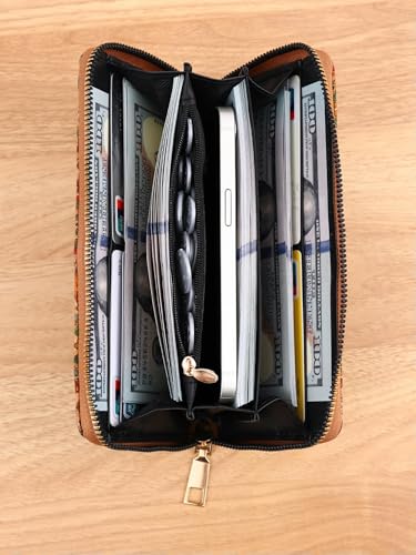 ESUKAR Advanced Multifunctional Wallet with Wood Grain, Portable Geometry, Multiple Card Slots, Personalized Artistic Retro Wood Grain, F, 7.67*3.85*0.18 inch2