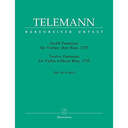 Telemann, Georg Philipp - 12 Fantasias, TWV 40:14-25 - Violin solo - published by Barenreiter