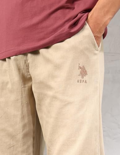 Image of U.S. POLO ASSN. Mens OELP8 Relaxed Fit Cotton Linen Lounge Pants