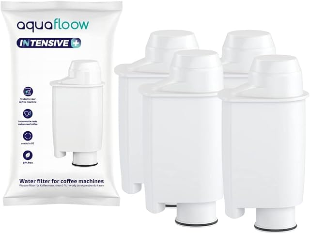Aquafloow Intensive+ 4x Filtr do Ekspresu do Kawy Saeco | Zamiennik Filtra Brita Intenza+ | Kompatybilny z Saeco CA6702/00, Pasuje do Gaggia (4 Sztuki)