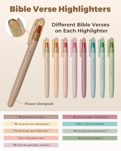 WEMATE Bibel Textmarker, 9-Teiliges Gel Textmarker Set in Verschiedenen Farben, Bibel Marker, Hübsches Bibel Zubehör zum Markieren von Bibelstellen, Farbcodierung und Hervorheben von Büchern
