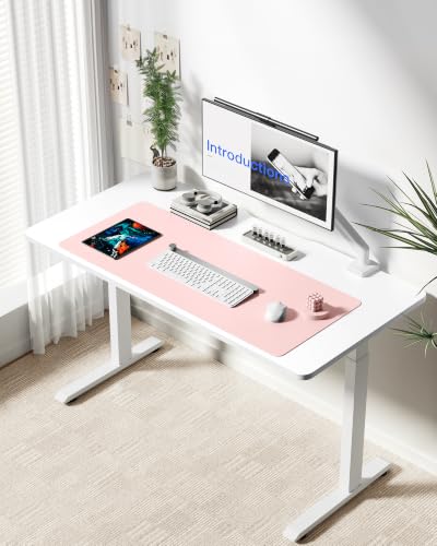 Image of YSAGi Leather Desk Protector, Office Mat, Large Mouse Mat, Non-Slip PU Leather Blotter, Laptop Desk Mat, Waterproof Writing Pad for Office and Home(Light Pink, 42 inch x 17.2 inch)