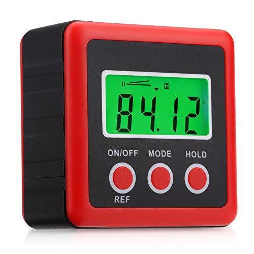 Aluminium Magnetic Digital Angle Finder Level Digital Angle Gauge, IP54 Dust and Waterproof Digital Inclinometer-Red (Red)