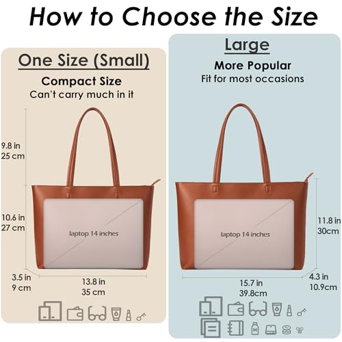 Image of KALIDI Tote Bag Zipper Shoulder Bag Faux Leather Purses Satchel for Women Casual Handbag Work Dating College