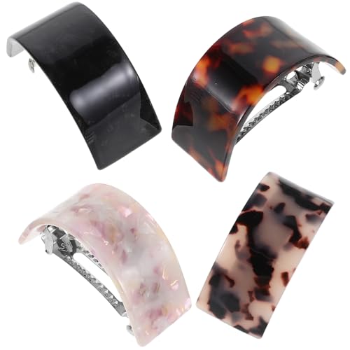 Pinzas de pelo de leopardo en acetato y metal idóneas para el día a día y eventos, 4 piezas