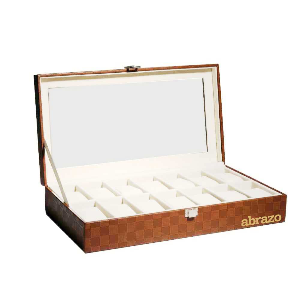 abrazo Mens & Womens Watch Box/Watch Case/Organizer Case, 14 Slots, Brown (B07LB2HYPP) Amazon Price History, Amazon Price Tracker
