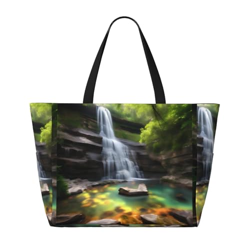 Waterfall Views Large Capacity Waterproof Sandproof Multifunctional Beach Travel Camping Picnic Storage Bag2