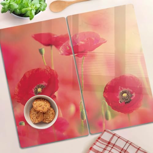 Planche à découper en verre pour protéger vos plaques de cuisson avec un décor feuilles vertes - 5