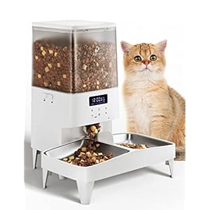 Automatic Cat Feeders, PETEMPO 5L Dog Feeder, Anti-Stuck Design & 10s Meal Call, Programmable Pet Feeder for 1-2 Cats and Dogs, 48 Portion 6 Meal Per Day (Panel Control)