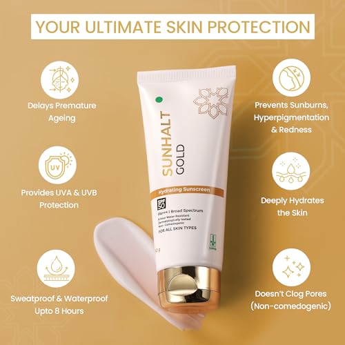 GOLD Sunscreen SPF 50 PA+++ for UV Broad Spectrum Protection, Hydrating Gel With Aloe Vera, No White Cast, Water Resistant, Dermatologically... - Image 5