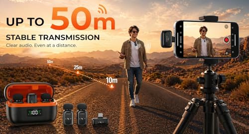 Image of FLYBALL Wireless Lavalier Microphone for YouTube Recording - Upgraded Chip, 3-Level Noise Cancellation, 50m Range, 30H Battery, Clip-On Collar Mic for iPhone & Android, Vlogging & Live Streaming