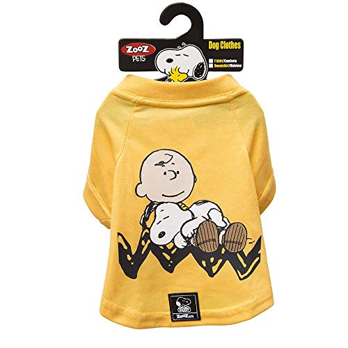 Camiseta Snoopy Charlie Zooz Pets para Cães Sleep Amarela - Tamanho P