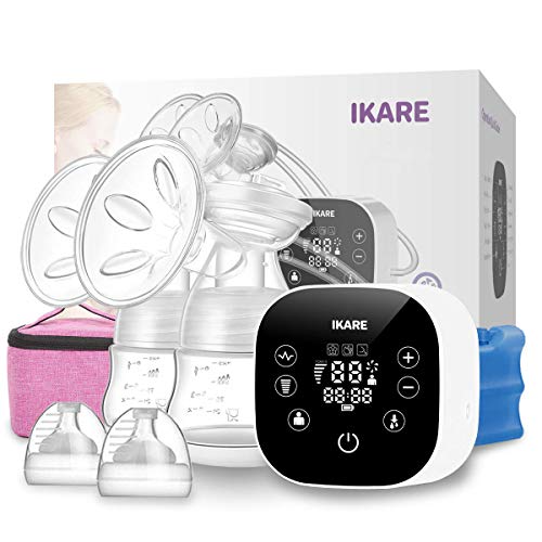 IKARE Double Breast Pumps Hospital Grade, Electric Portable with Most Comfortable 120 Levels Free-Style, Rechargeable Milk Pump for Travel & Home, Super Quiet