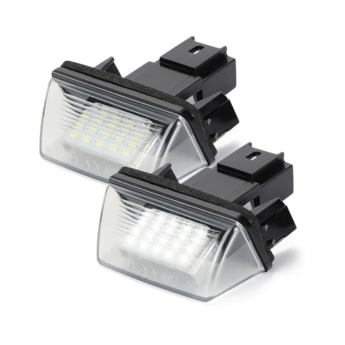 Akozon Number Plate Lights, 12V 6500K Waterproof LED License Plate Lamp, 18 Beads Super Bright White Rear Number Plate Bulb Taillight Right & Left for C3 C4 C5 206 5008 Partner