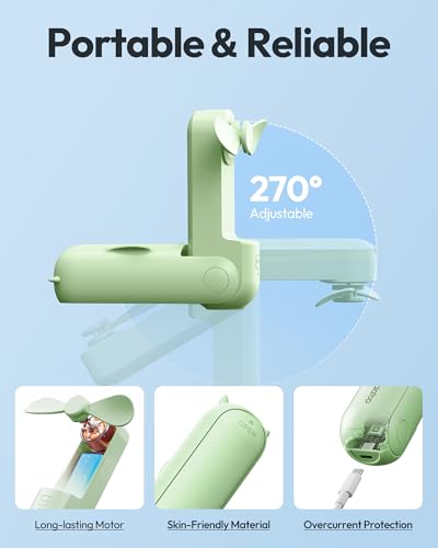 Image of Gaiatop Portable Handheld Fan, 3 in 1 Mini Fan Handheld [17h Max Cooling], Foldable Personal Fans Pocket Design, USB Travel Fans Portable, Lash Trip Summer Essential Cute Gifts for Women Girl, Green