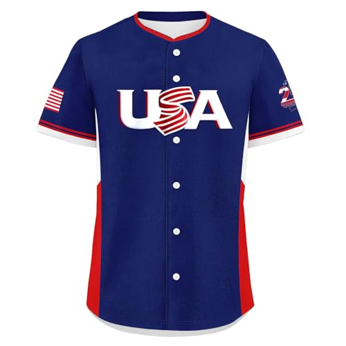 Camiseta de béisbol personalizada USA 250th, con nombre, número y bandera de USA, botón, transpirable y patriótica miniatura 5
