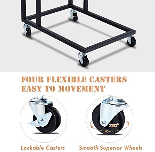 CASART Sofa Side Table, Height Adjustable Industrial Rolling Laptop Desk with 360° Wheels, Home Office C-Shaped Mobile Snack Coffee Tea Tables for Living Room, Bedroom, Study (no Tilting Top)
