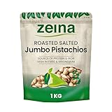 Zeina Jumbo Pistachios (1Kg) - Delicious Roasted Salted Jumbo Pistachio Nuts, Gluten Free and Vegan Approved Healthy Premium Snacking