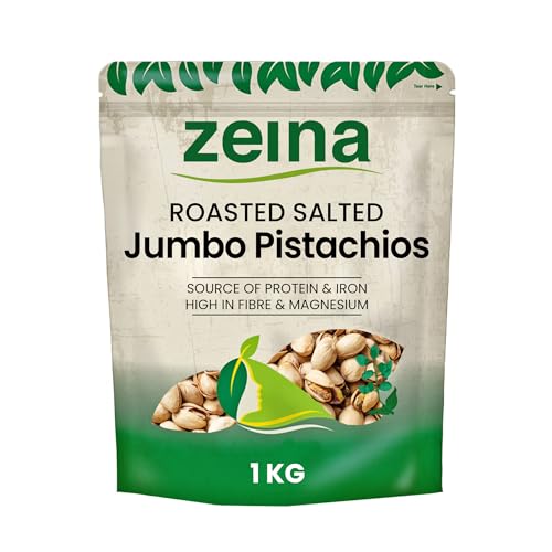 Zeina Jumbo Pistachios (1Kg) - Delicious Roasted Salted Jumbo Pistachio Nuts, Gluten Free and Vegan Approved Healthy Premium Snacking