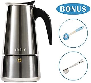 elabo Stovetop Espreeso Machine and Moka Pot for Gas or Electric Ceramic Stovetop