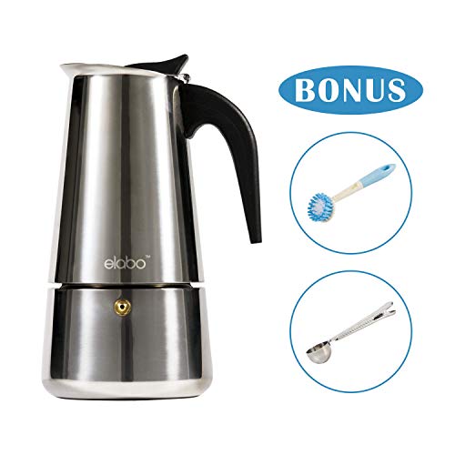 elabo Stovetop Espreeso Machine and Moka Pot for Gas or Electric Ceramic Stovetop