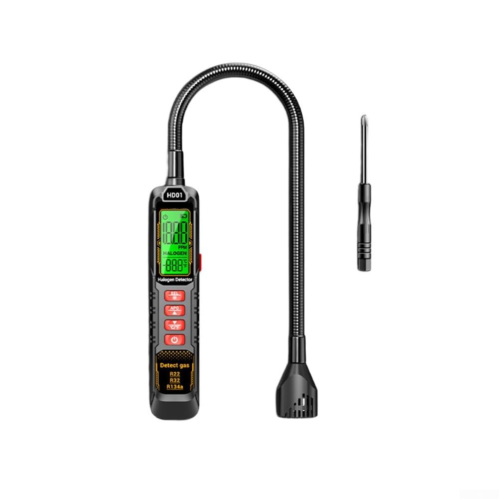 Détecteur de fuite de climatiseur et de réfrigérateur compatible avec R22 R32 R134a Analyseur de fuite de gaz halogène rechargeable et appareil alimenté par batterie (batterie)